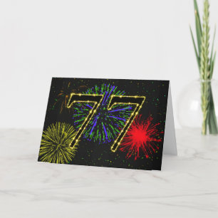 77. Geburtstagskarte mit Feuerwerk Karte