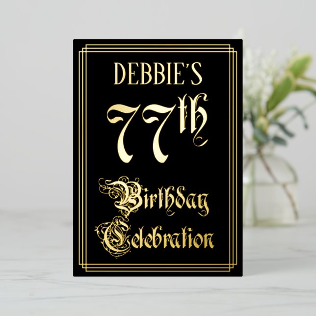 77. Geburtstagsparty — Extravagantes Drehbuch und  Folieneinladung (Stehend vorne)