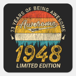 77 Jahre alt 1948 Retro Phantastisch 77. Geburtsta Quadratischer Aufkleber