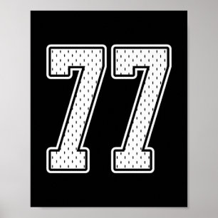 #77 Weiße Vintage-Nummer 77 Sportfan-Jersey-Stil Poster