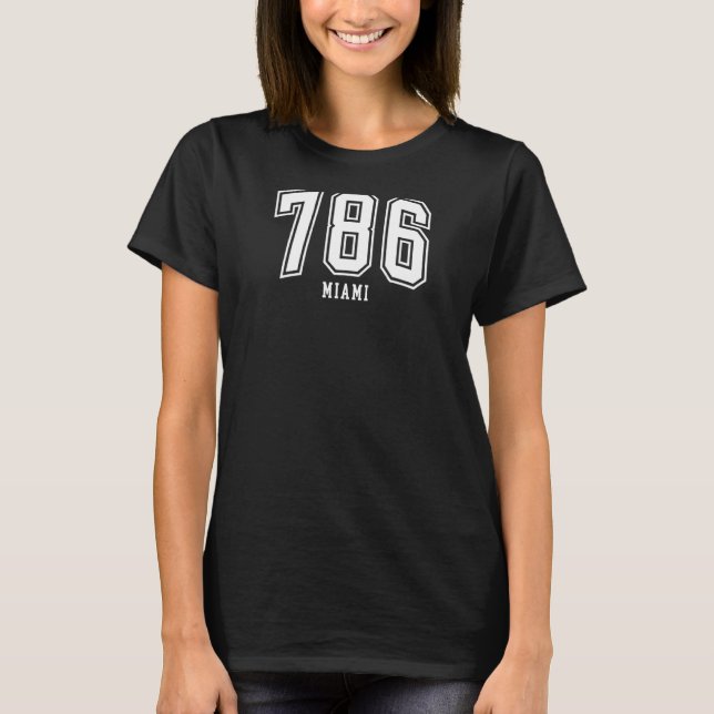 786 Miami FL Arched Athletic Design T-Shirt (Vorderseite)
