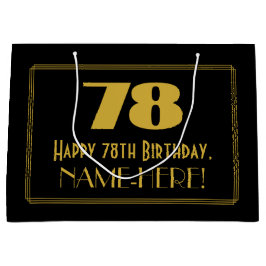 78. Geburtstag — Art Deco Inspiriert Look "78" & N Große Geschenktüte