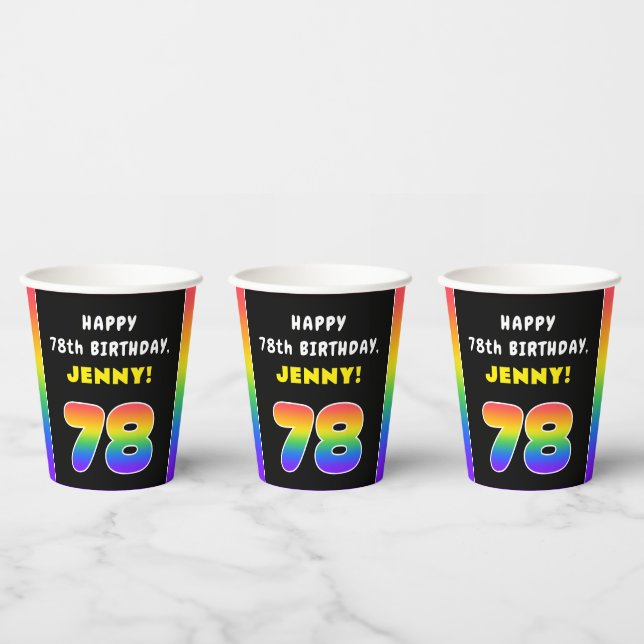 78. Geburtstag: Farbiger Regenbogen # 78, Individu Pappbecher (Multi)