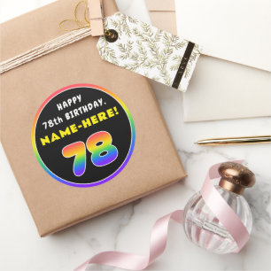 78. Geburtstag: Farbiger Regenbogen # 78, Individu Runder Aufkleber
