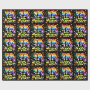78. Geburtstag: Fun Fireworks, Rainbow Look # "78" Geschenkpapier