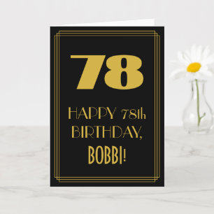 78. Geburtstag – im Stil von Art Deco "78" & Name Karte