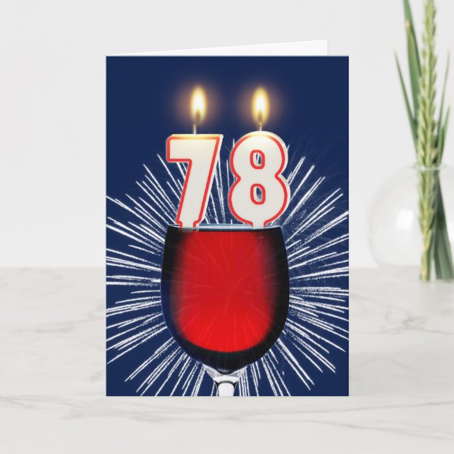 78. Geburtstag mit Wein und Kerzen Karte (Vorderseite)