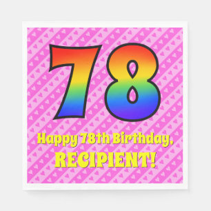 78. Geburtstag: Rosa Streifen und Herz, Regenbogen Serviette