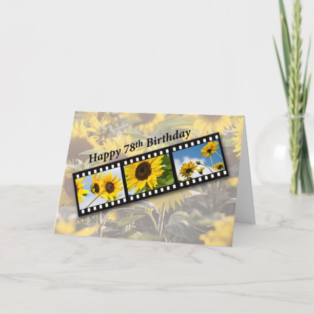 78. Geburtstag Sonnenblumen Filmstrip Karte (Vorderseite)
