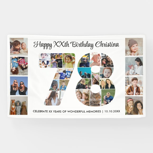 78. Geburtstagsfeier Nummer 78 Fotocollage Banner (Horizontal)