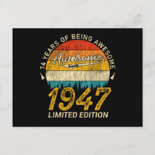 78 Jahre Alt 1947 Retro Awesome 78. Geburtstagsges Postkarte