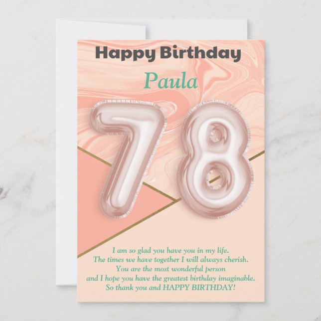 78-jährige Mädchen Happy Birthday Card (Vorderseite)
