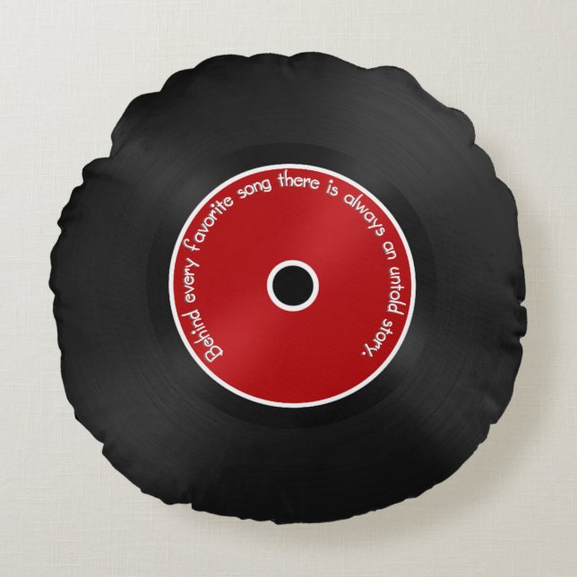 78 RPM Vinyl Record mit roter Beschriftung Rundes Kissen (Vorderseite)