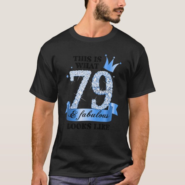 79 & Fabulous I Blue White Party Gruppe Candid Fot T-Shirt (Vorderseite)