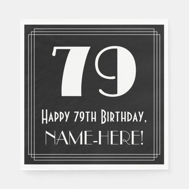 79. Geburtstag ~ Art Deco Inspiriert Look "79", Na Serviette (Vorderseite)