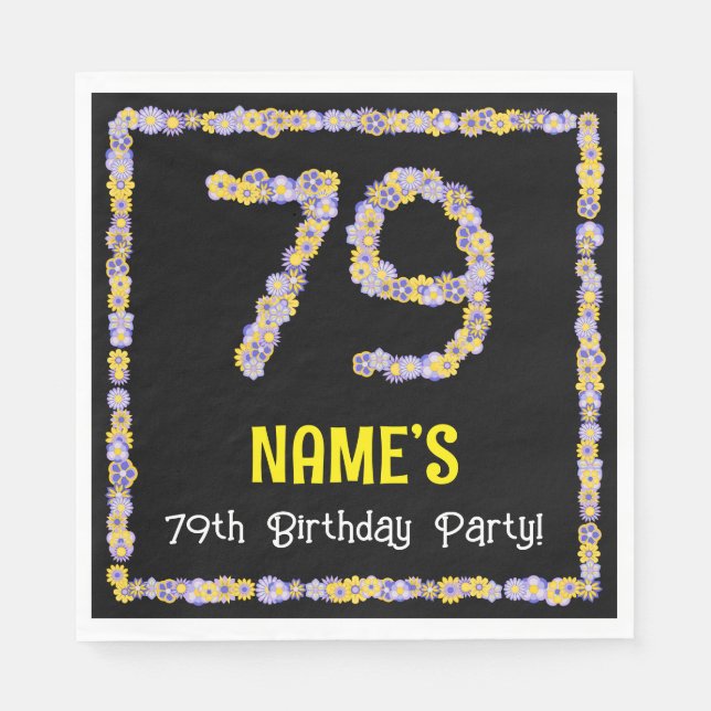 79. Geburtstag: Blumennummer, Individuelle Name, B Serviette (Vorderseite)