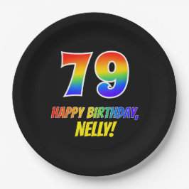 79. Geburtstag: Bold, Fun, Simple, Rainbow 79 Pappteller