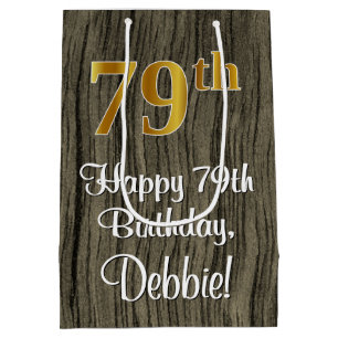 79. Geburtstag: Elegante Imitate Gold Look #, Imit Mittlere Geschenktüte