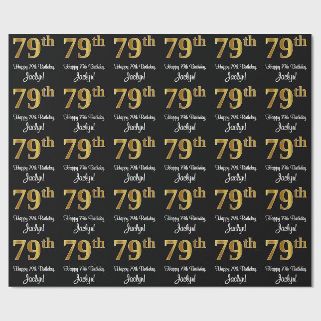 79. Geburtstag: Elegante Luxuriöse Imitate Gold Lo Geschenkpapier (Flach)