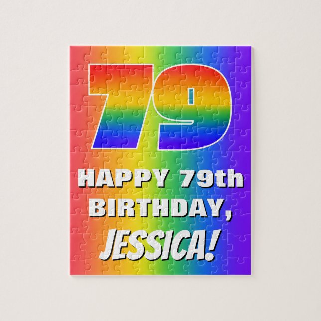 79. Geburtstag: Farbenfroh, Fun Rainbow Pattern #  Puzzle (Vertikal)