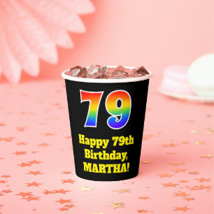 79. Geburtstag: Farbenfroh, Spaß, Spannung, Regenb Pappbecher