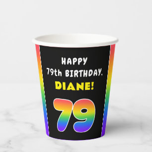 79. Geburtstag: Farbiger Regenbogen # 79, Individu Pappbecher
