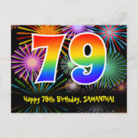 79. Geburtstag - Fun Fireworks Pattern + Regenboge