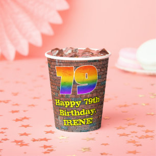 79. Geburtstag: Fun Graffiti-Inspiriert Regenbogen Pappbecher