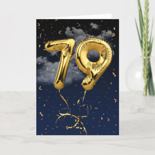 79. Geburtstag Gold Mylar Ballon und Confetti Card Karte