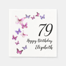 79. Geburtstag Pink Purple Schmetterlinge