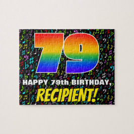 79. Geburtstag — Spaß, bunte Musiksymbole & "79" Puzzle