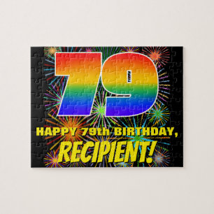 79. Geburtstag: Spaß, farbenfrohe feierliche Feuer Puzzle