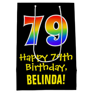 79. Geburtstag: Spaß, kühl, farbig, Regenbogen "79 Mittlere Geschenktüte