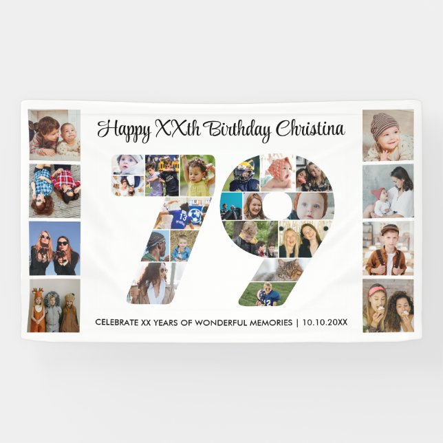 79. Geburtstagsfeier Nummer 79 Fotocollage Banner (Horizontal)