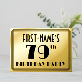 79. Geburtstagsparty — Art Deco Look "79" + Name Folieneinladung