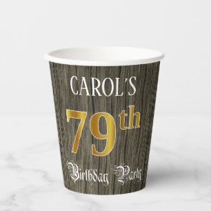 79. Geburtstagsparty - Imitate Gold & Imitate Wood Pappbecher