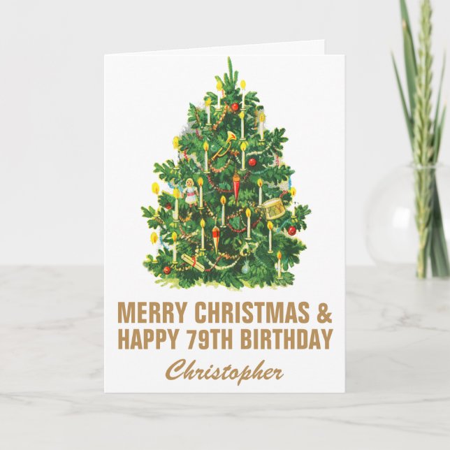 79. Glückwunsch zum Geburtstag und frohe Weihnacht Karte (Vorderseite)