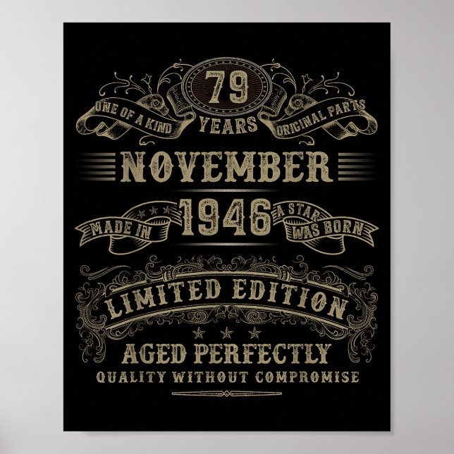 79 Year Old 79th Bday November 1946 Limited Editio Poster (Vorne)