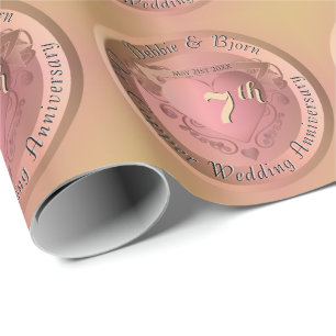 7./22. Kupfermedaille BildHochzeitstag Geschenkpapier