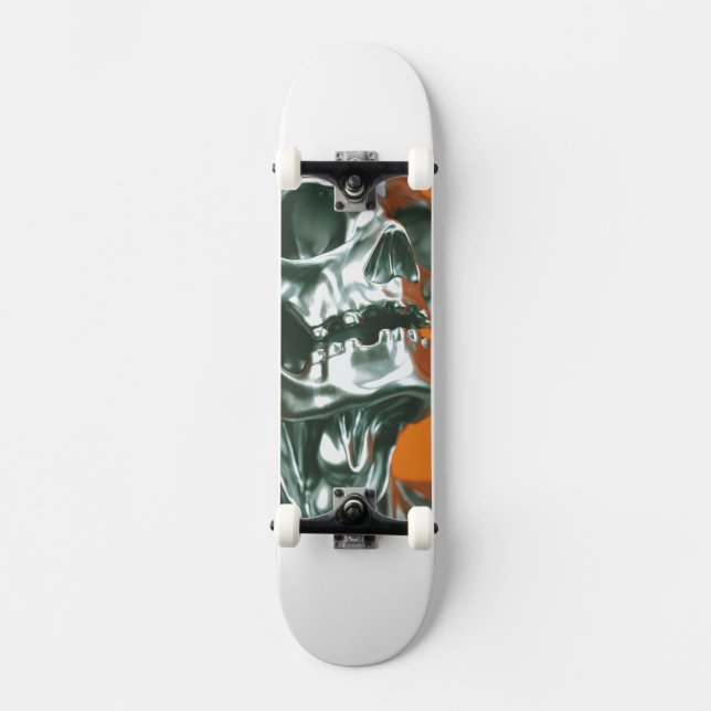 7 3/4" Silver Skull Skateboard (Vorderseite)