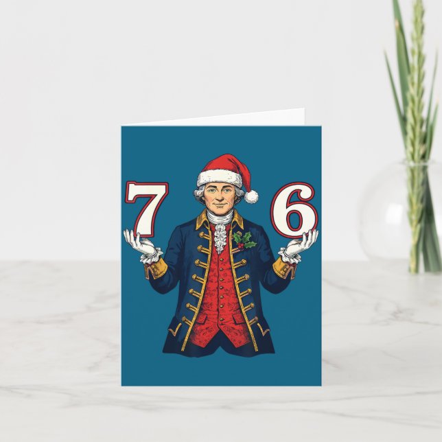 7-6 6-7 Funny George Washington Santa 67 Meme Chri Karte (Vorderseite)