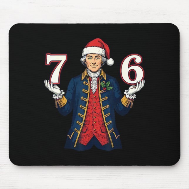 7-6 6-7 Funny George Washington Santa 67 Meme Chri Mousepad (Vorne)