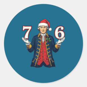 7-6 6-7 Lustiger George Washington Santa 67 Meme C Runder Aufkleber