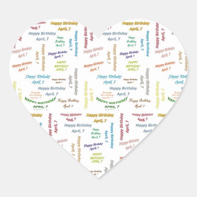 7. April Herz-Aufkleber (Vorderseite)