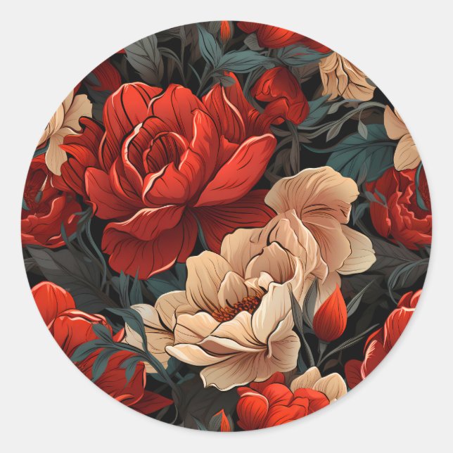 #7 Blumenmuster Runder Aufkleber (Vorderseite)