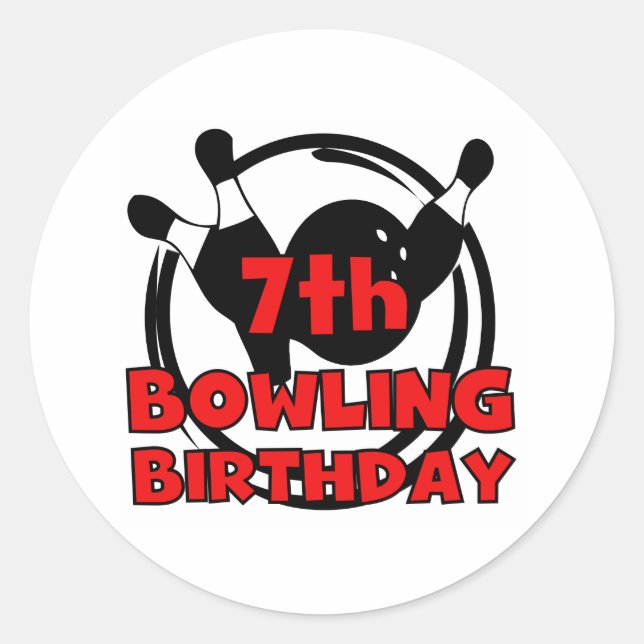 7. Bowling Birthday Runder Aufkleber (Vorderseite)