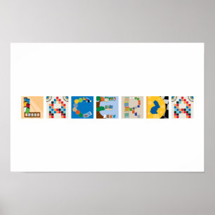 7 Buchstaben Name Board Game Alphabet Poster