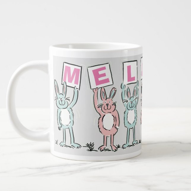 7 Buchstabenbezeichnung mit Kaninchen Jumbo-Tasse (Links)