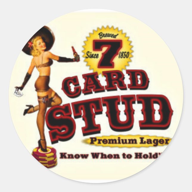 7 CARD STUD RUNDER AUFKLEBER (Vorderseite)
