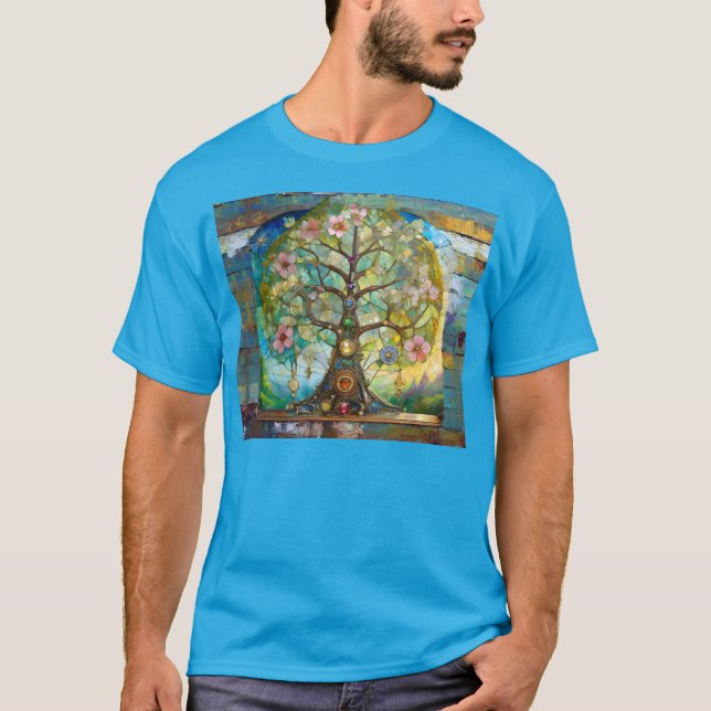 7 Chakra Blütenbaum T-Shirt (Vorderseite)